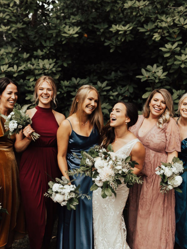 Bridal Party with Organic White Bouquets