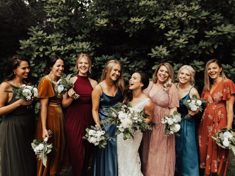Bridal Party with Organic White Bouquets