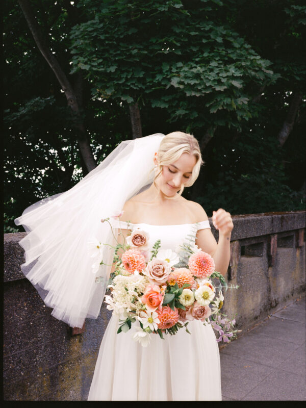 Summer bridal bouquet designed by seattle wedding florist noctua florals