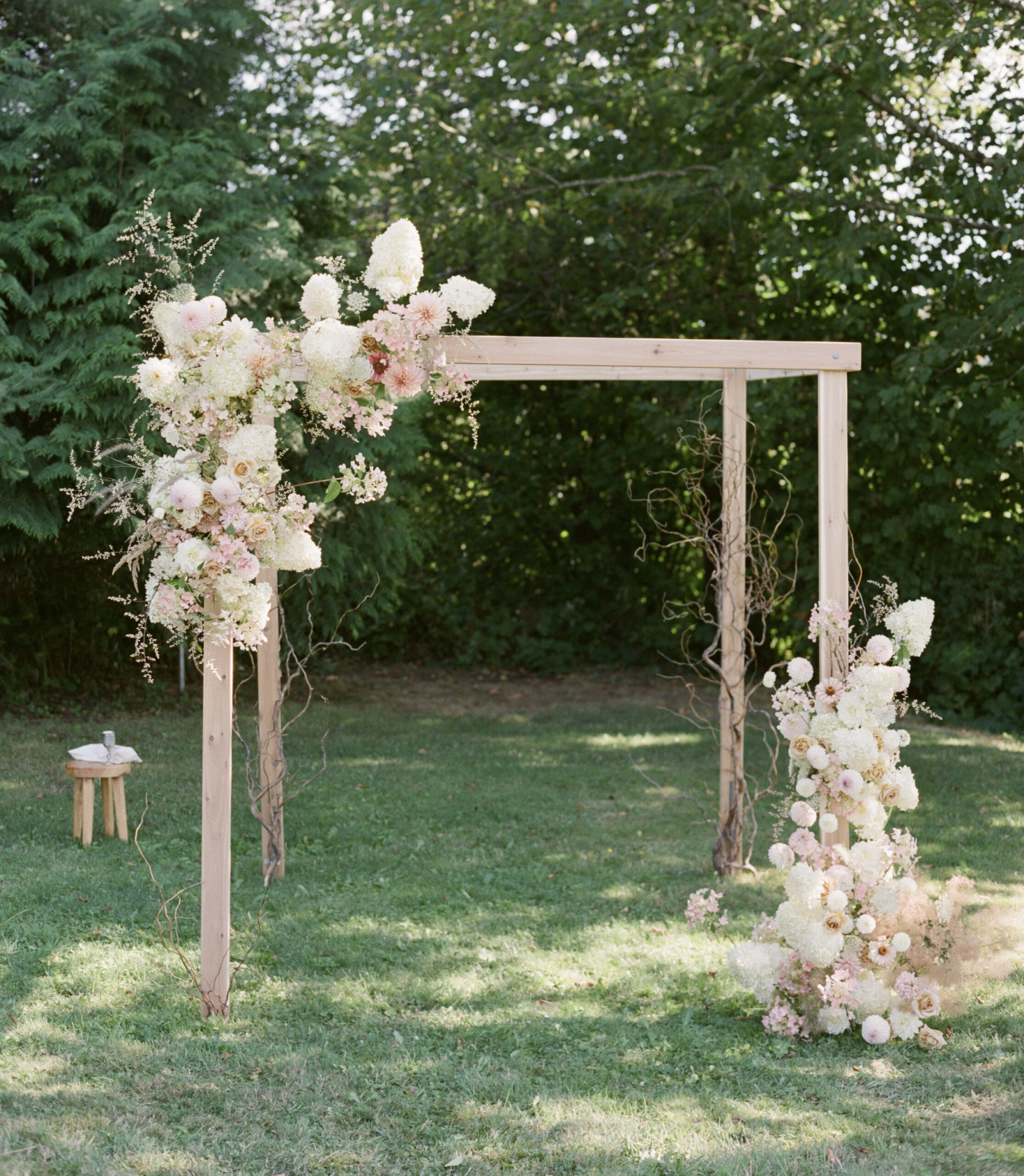 Chuppah Floral Installation for a Summer Wedding designed by Seattle wedding florist Noctua Florals