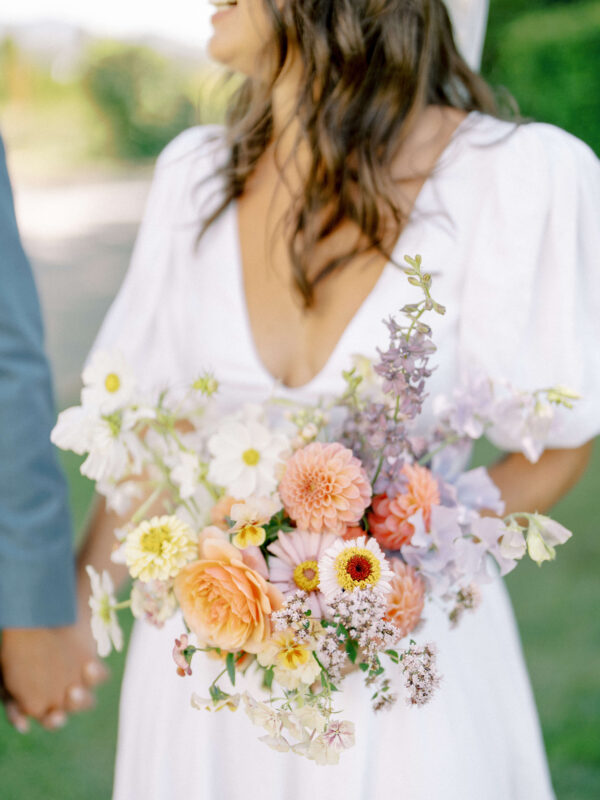bridal bouquet designed by Bellingham wedding florist for a summer wedding