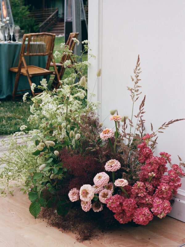 bar wedding floral installation